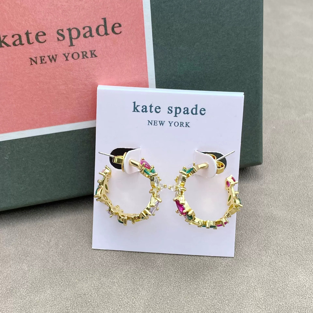 kate spade Colorful Irregular Zircon Flower Round Hoop Earrings